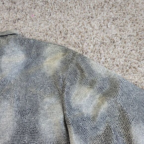 Vintage Alan Stuart Shirt Mens Large Gray Geometric Polyester Button Up Staining - Picture 6 of 7